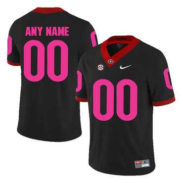 Men%27s Georgia Bulldogs Customized Black Breast Cancer Awareness College Football Jersey->customized ncaa jersey->Custom Jersey